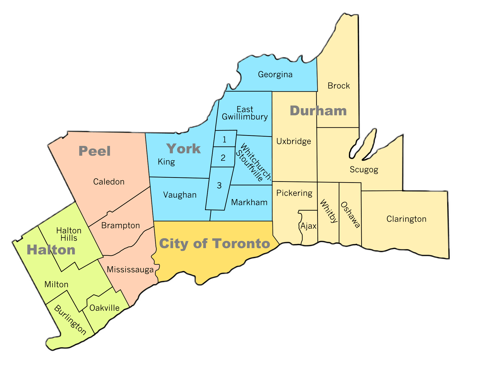 Map of Pet Transitions service area in the Greater Toronto Area